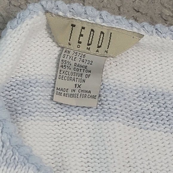 Vintage 90s Teddi Size 1x Crochet  Floral Embroidery Grandma Cardigan‎ - Picture 4 of 8